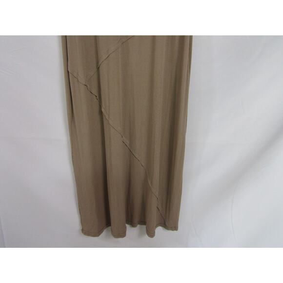 Leela & Lavendar Rayon Dress Ribbed Knit Midi sz S Neutral Raw Seam Minimalist - Picture 2 of 8